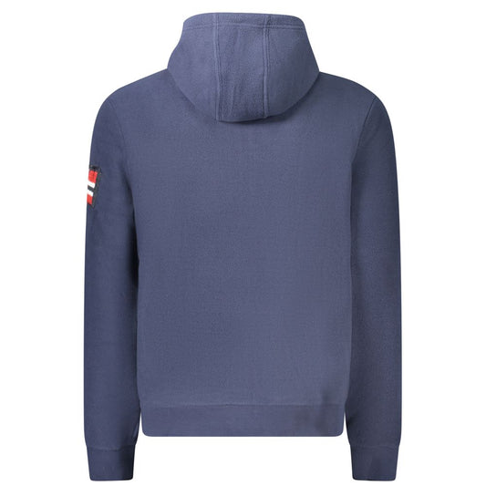 Blue Polyester Men's Hooded Sweater