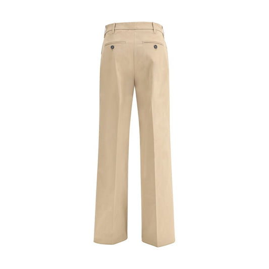 Beige Cotton Casual Pants