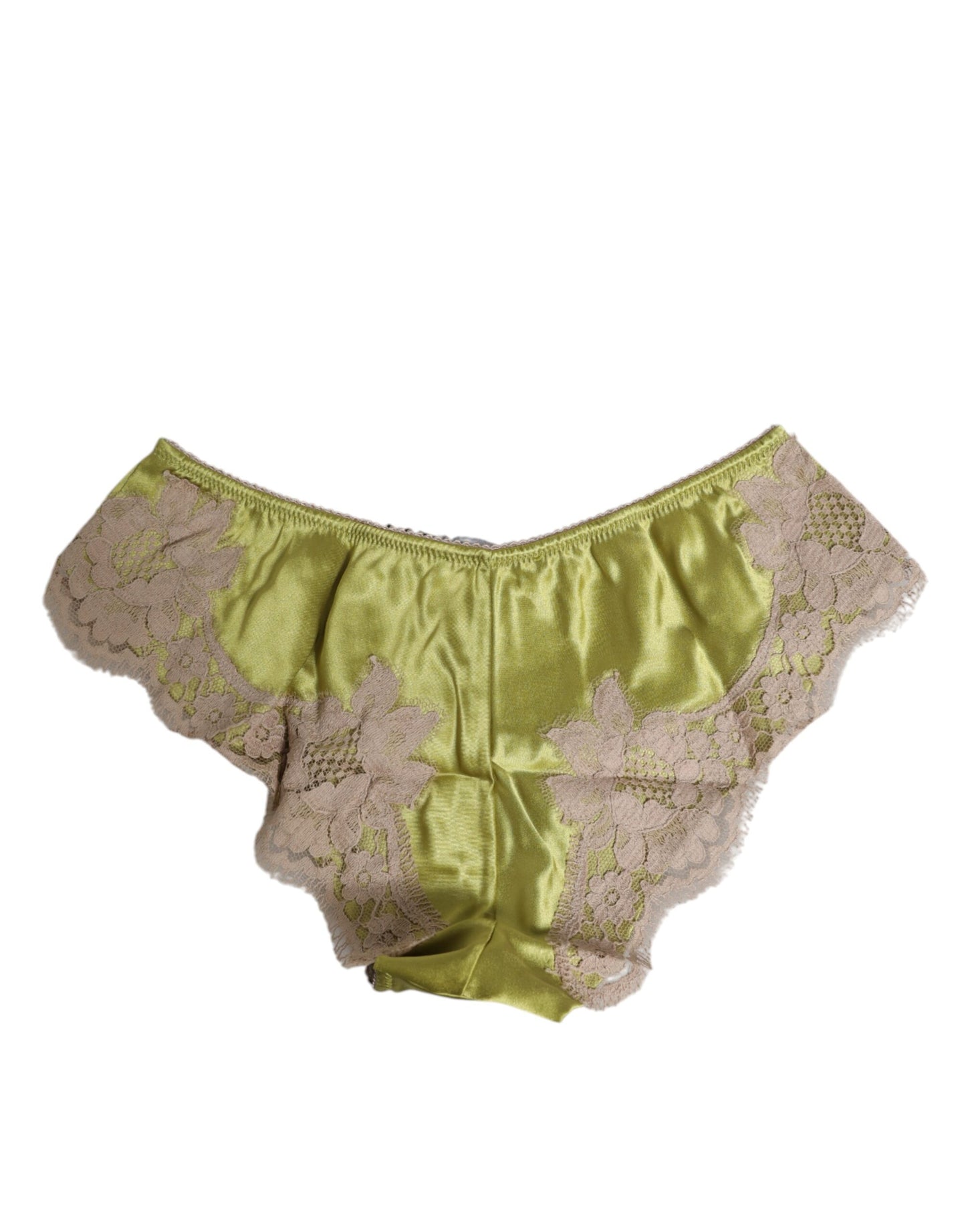Green Silk Satin Lace Trim New Slip Underwear