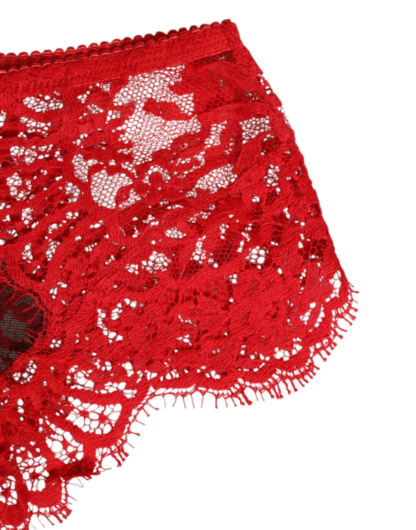 Red Floral Lace Sheer Briefs Women Underwear