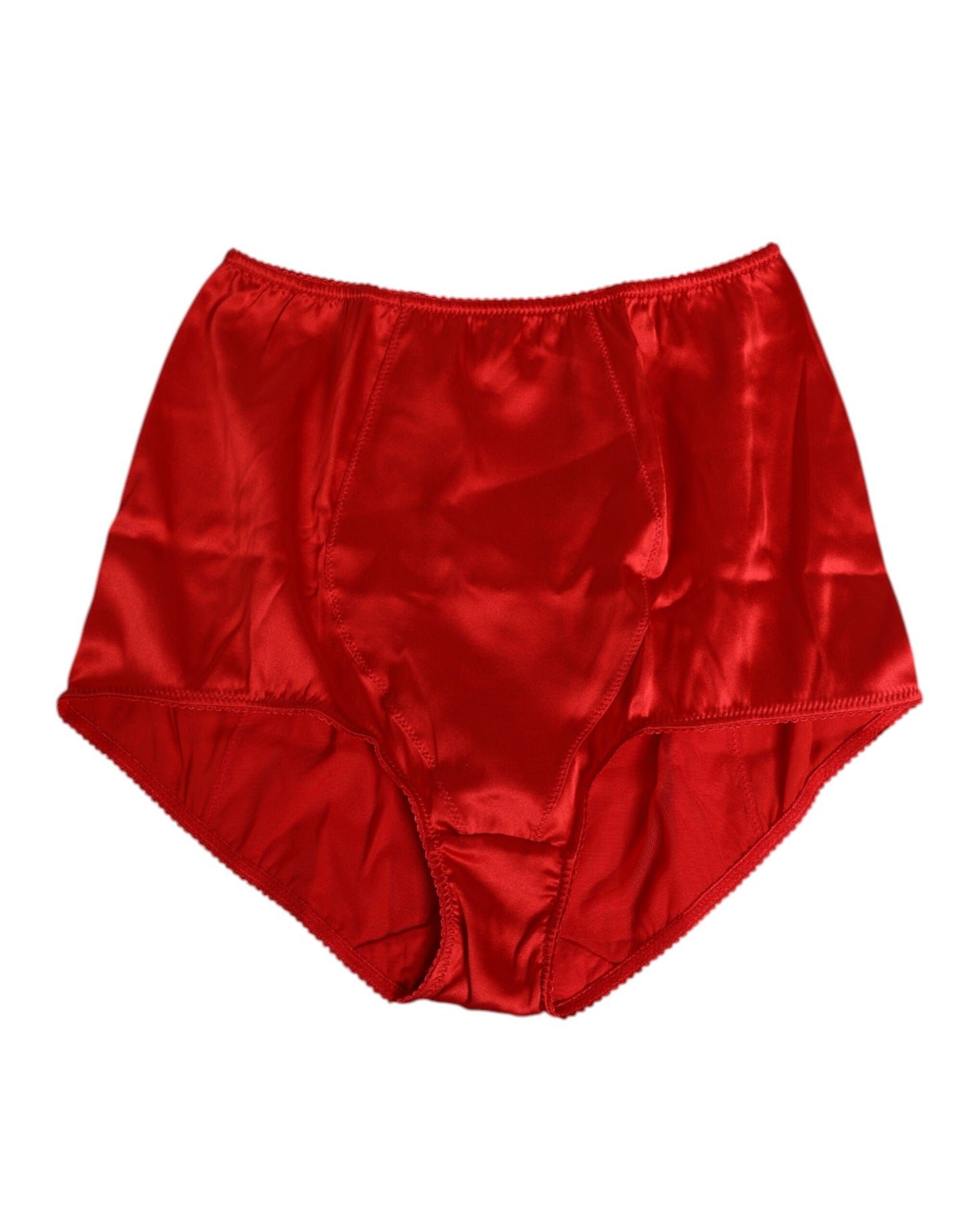Red Silk Satin High-Waist Briefs Women Underwear