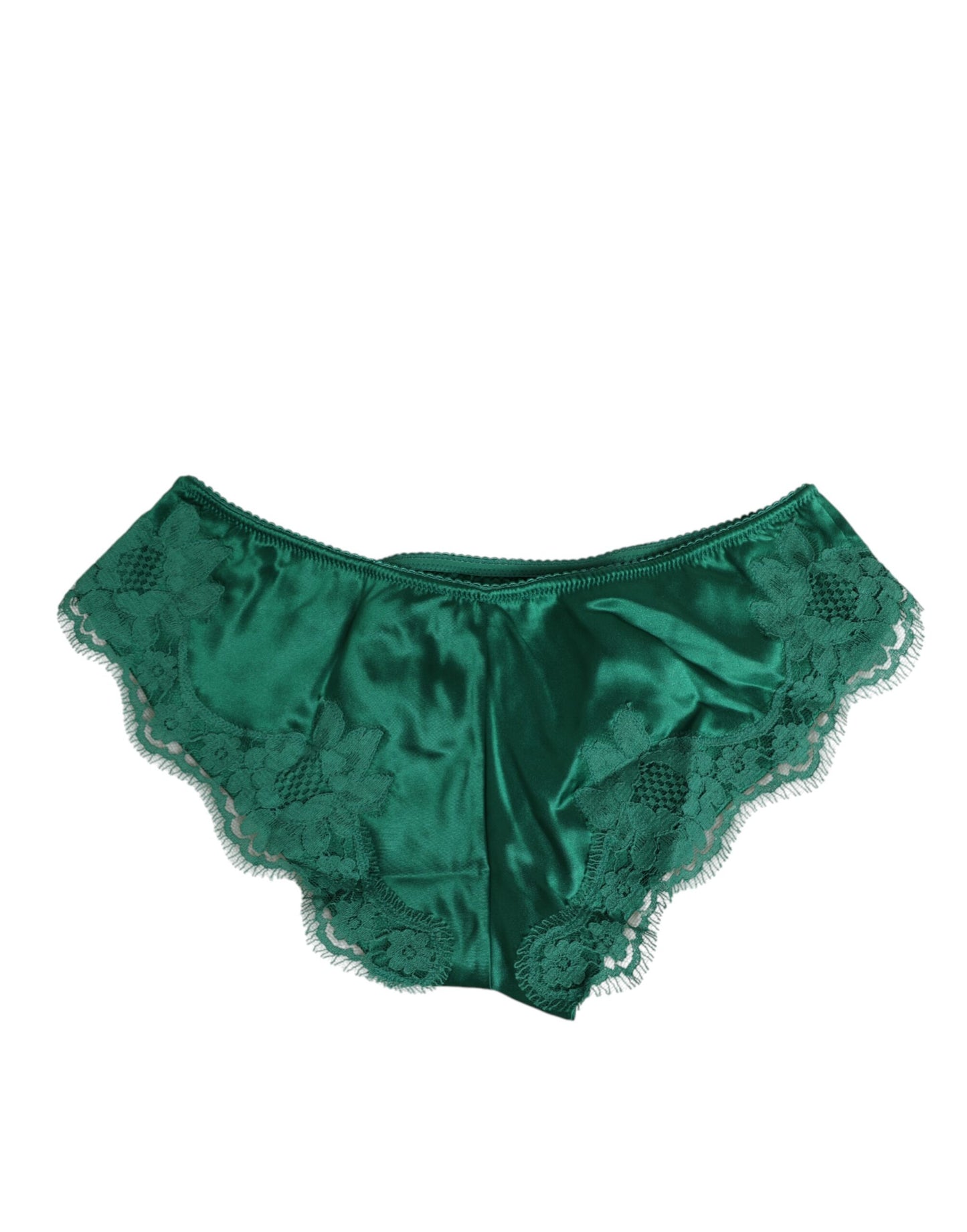 Green Satin Lace Briefs Women Underwear