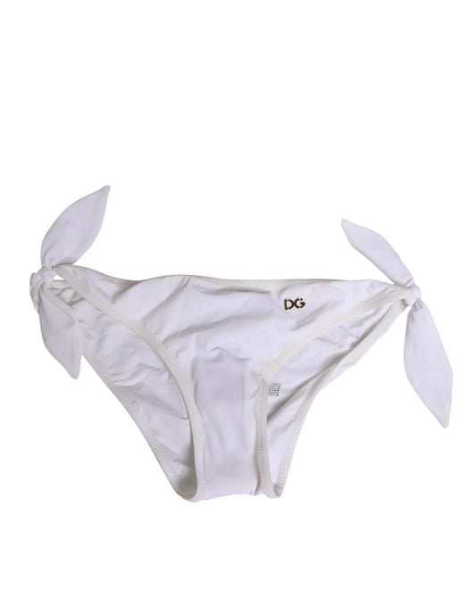 White Side Tie Logo Bikini Bottom Underwear