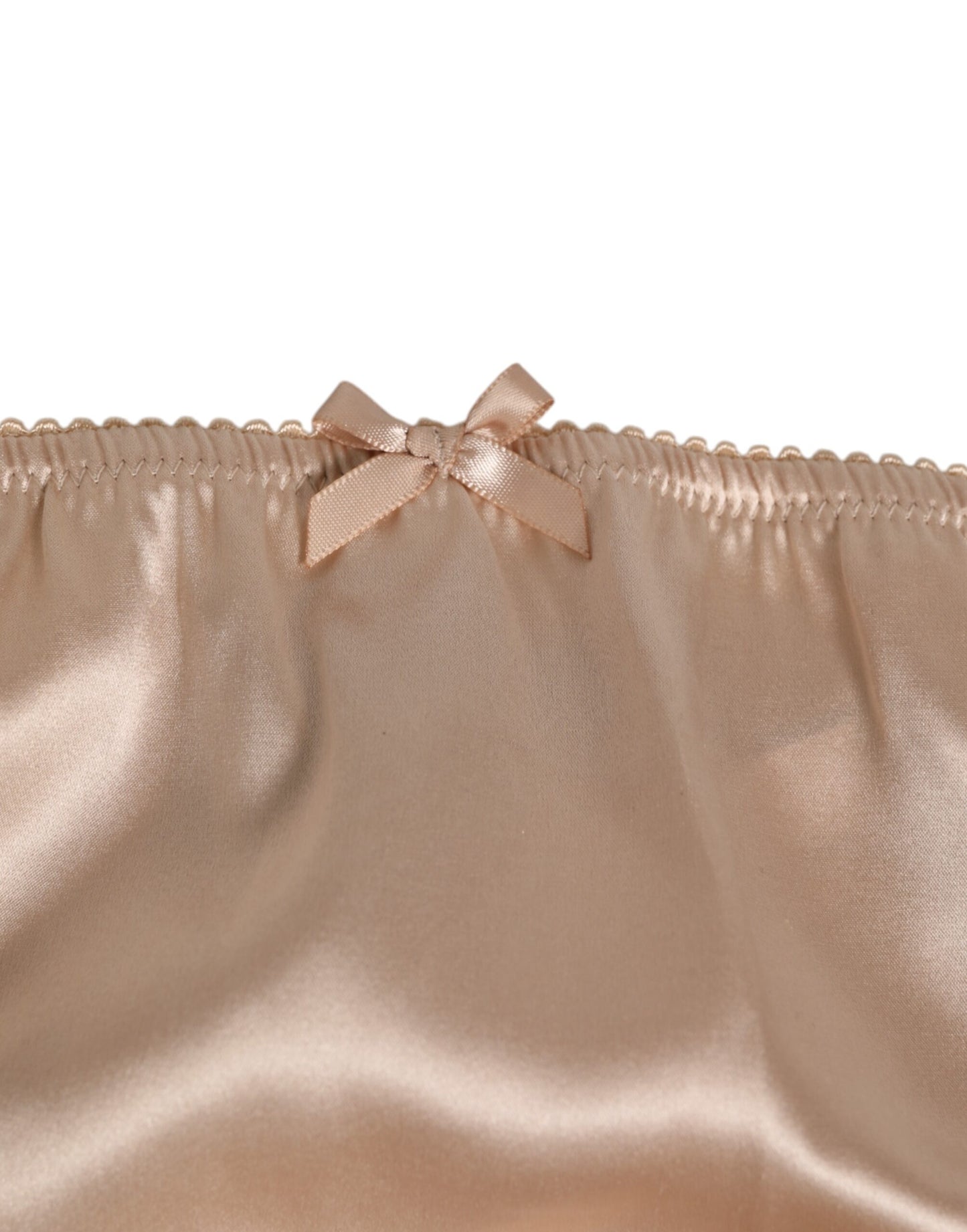 Rosy Beige Silk Satin Lace Trim Panty Underwear