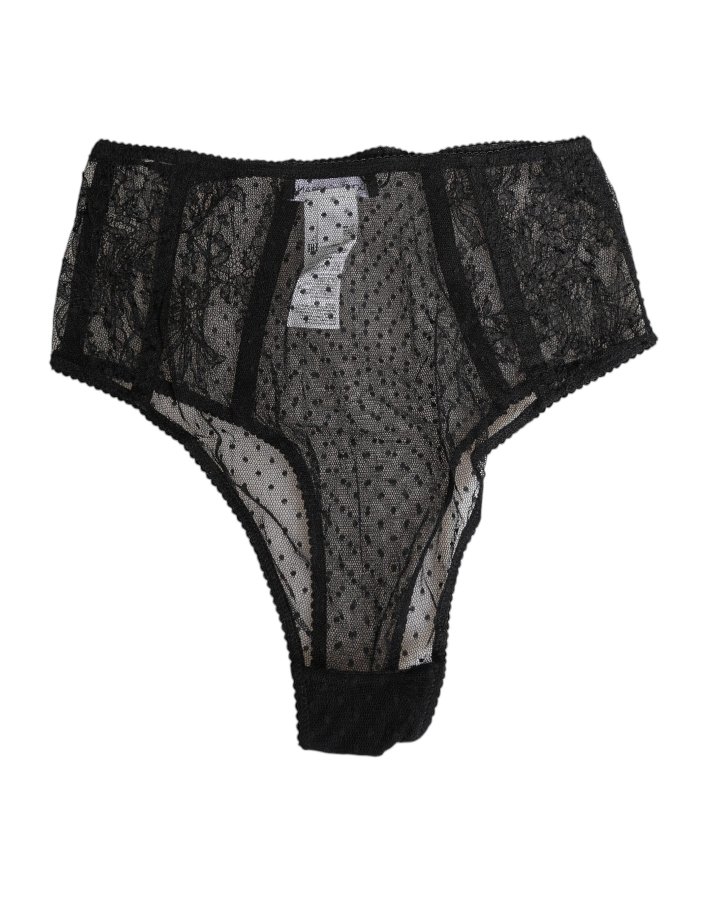 Black Lace Polka Dot Mesh High Waist Underwear