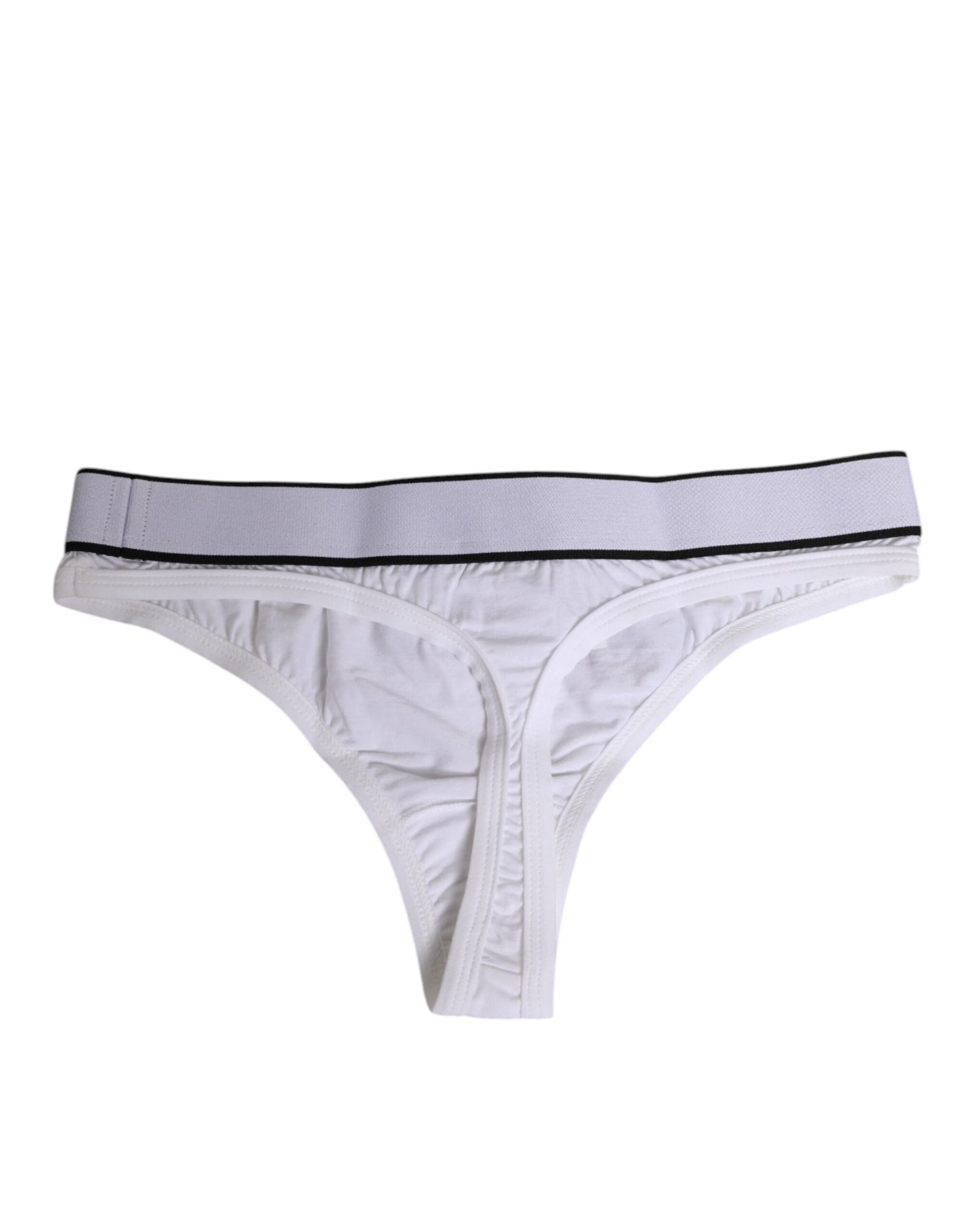 White Logo Waistband Modal Cotton Thong  Underwear