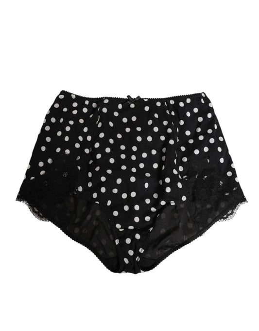Black White Polka Dot Silk Slip Panty Underwear