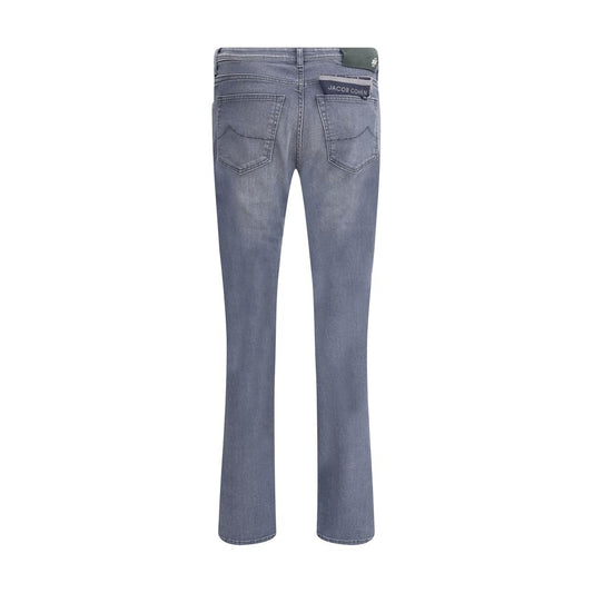 Gray Cotton Slim Fit Jeans