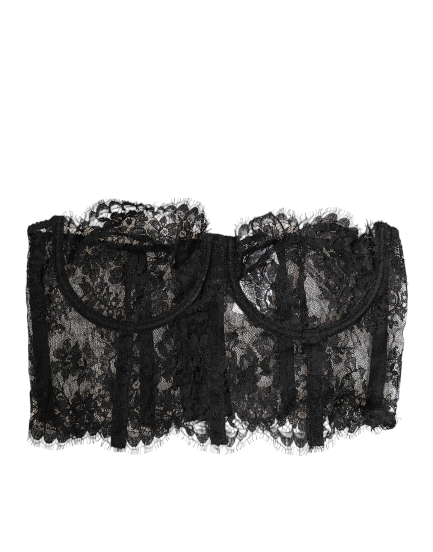 Black Floral Lace Bustier Bralette Top Underwear