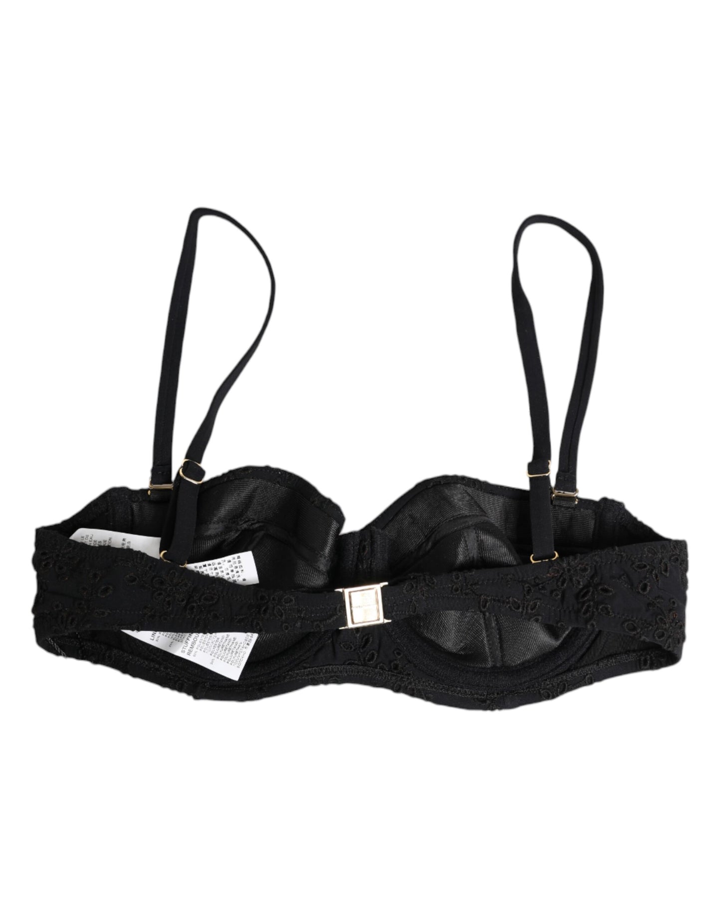 Black Polyester Embroidered Underwire Bra Underwear