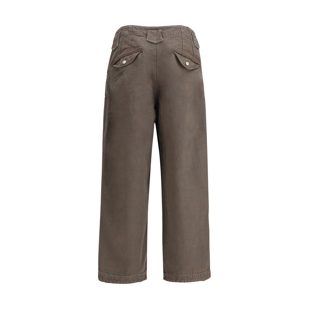 Brown Cotton Casual Pants