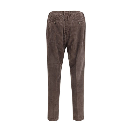 Brown Cotton Casual Pants