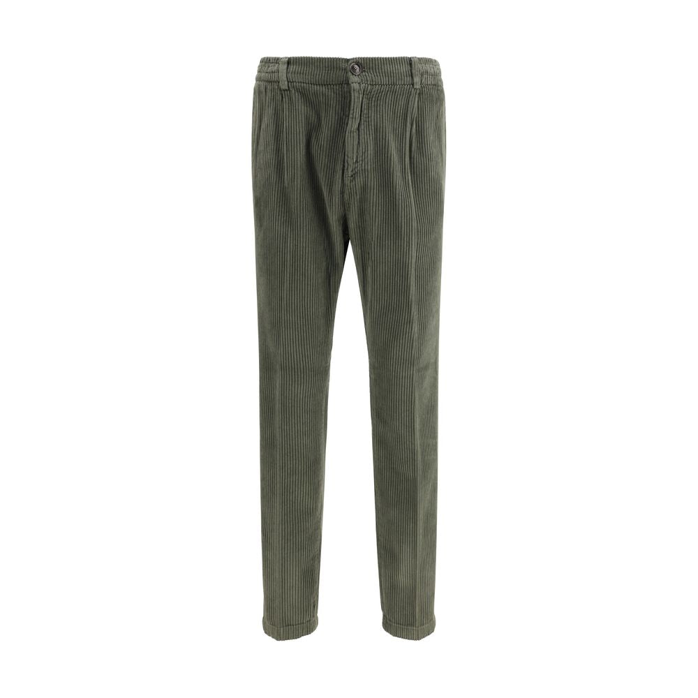 Green Cotton Casual Pants
