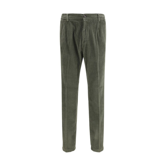 Green Cotton Casual Pants