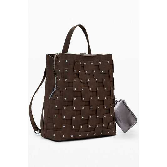 Brown Polyethylene Women Backpack