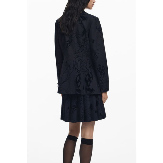 Black Polyester Women Jacket