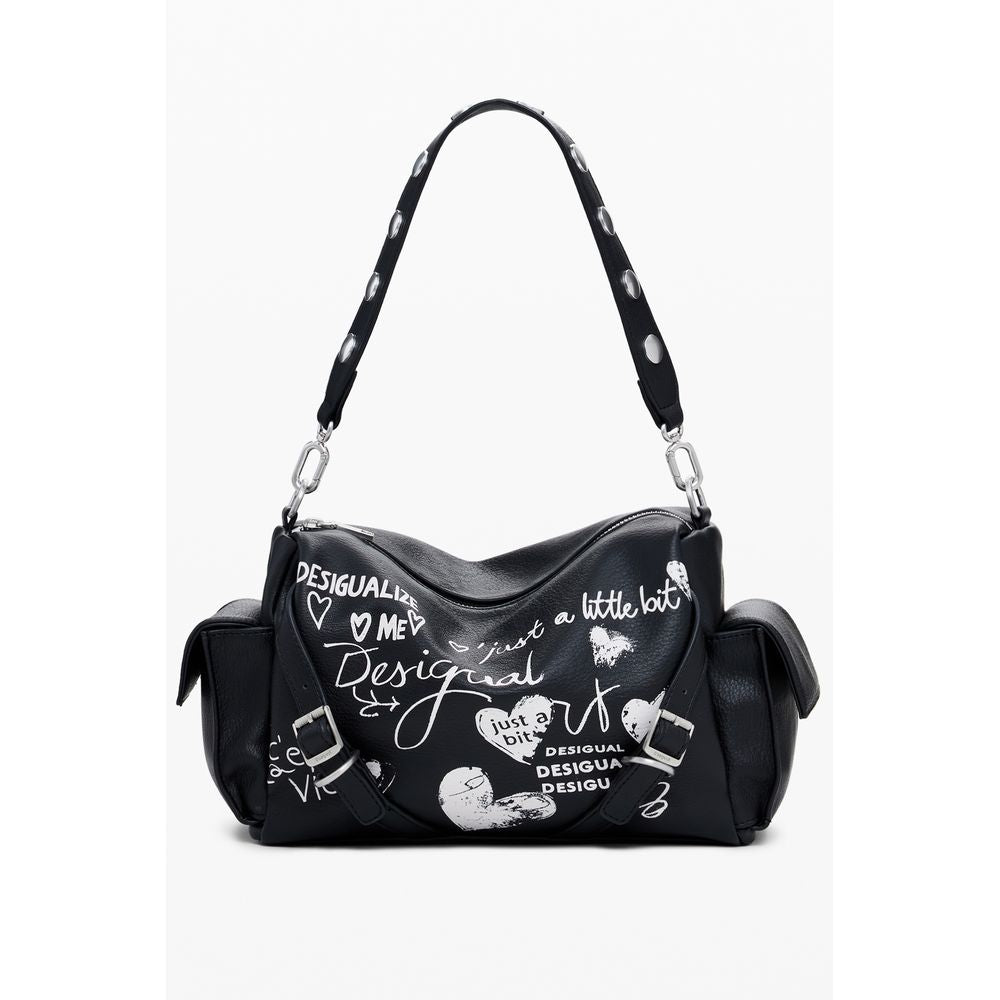 Black Polyethylene Women Handbag