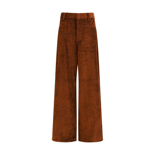 Brown Cotton Casual Pants