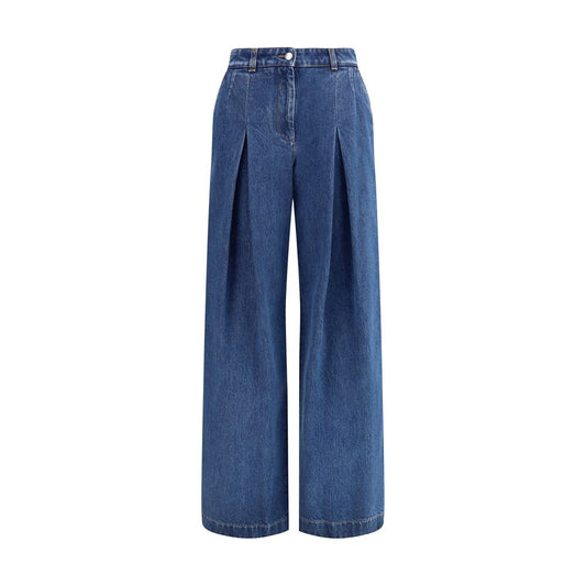 Blue Cotton Straight-Leg Jeans