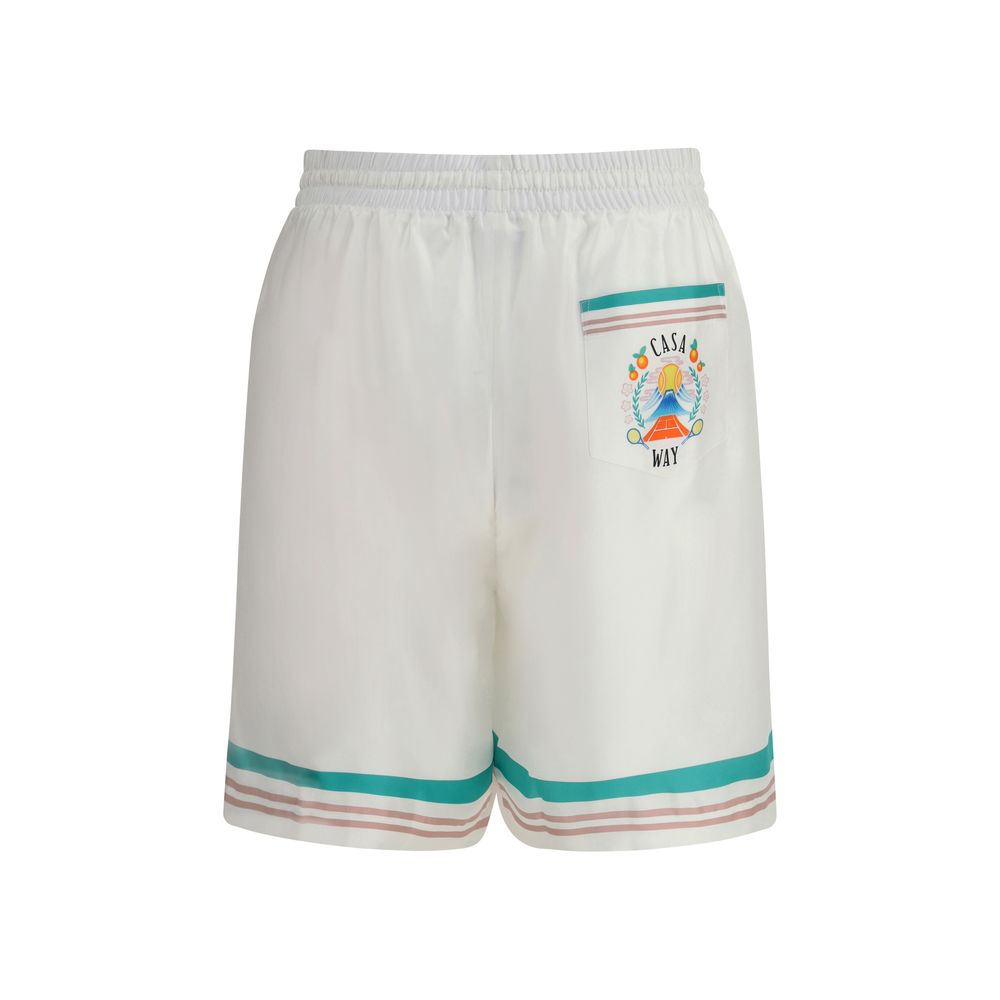 White Silk Bermuda Shorts