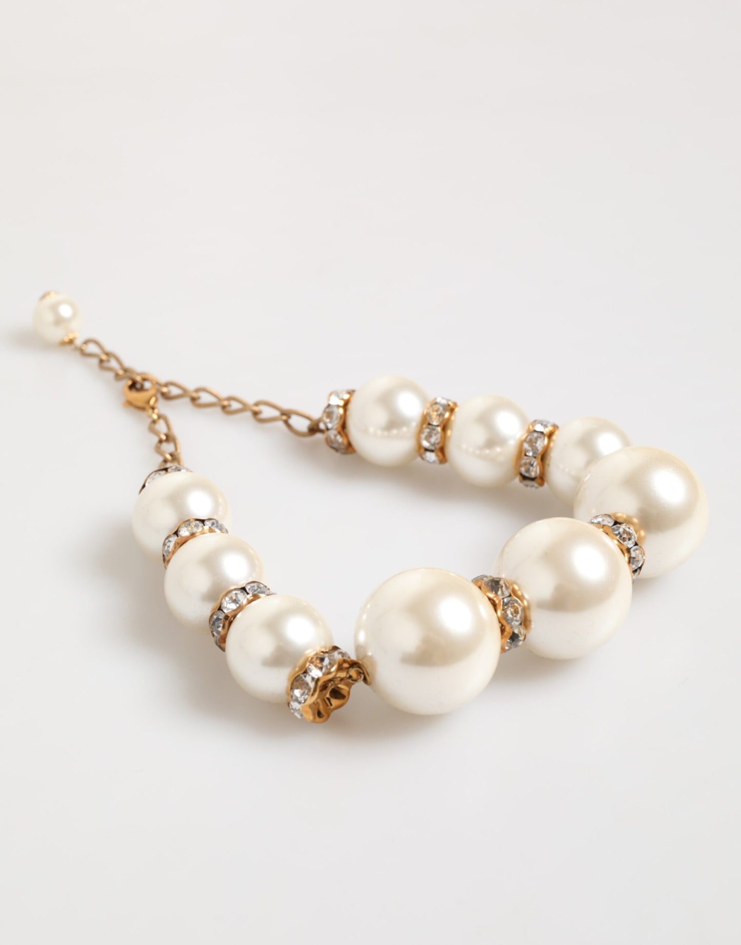 Gold Brass Faux Pearl Crystal Statement Luxury Jewelry Necklace