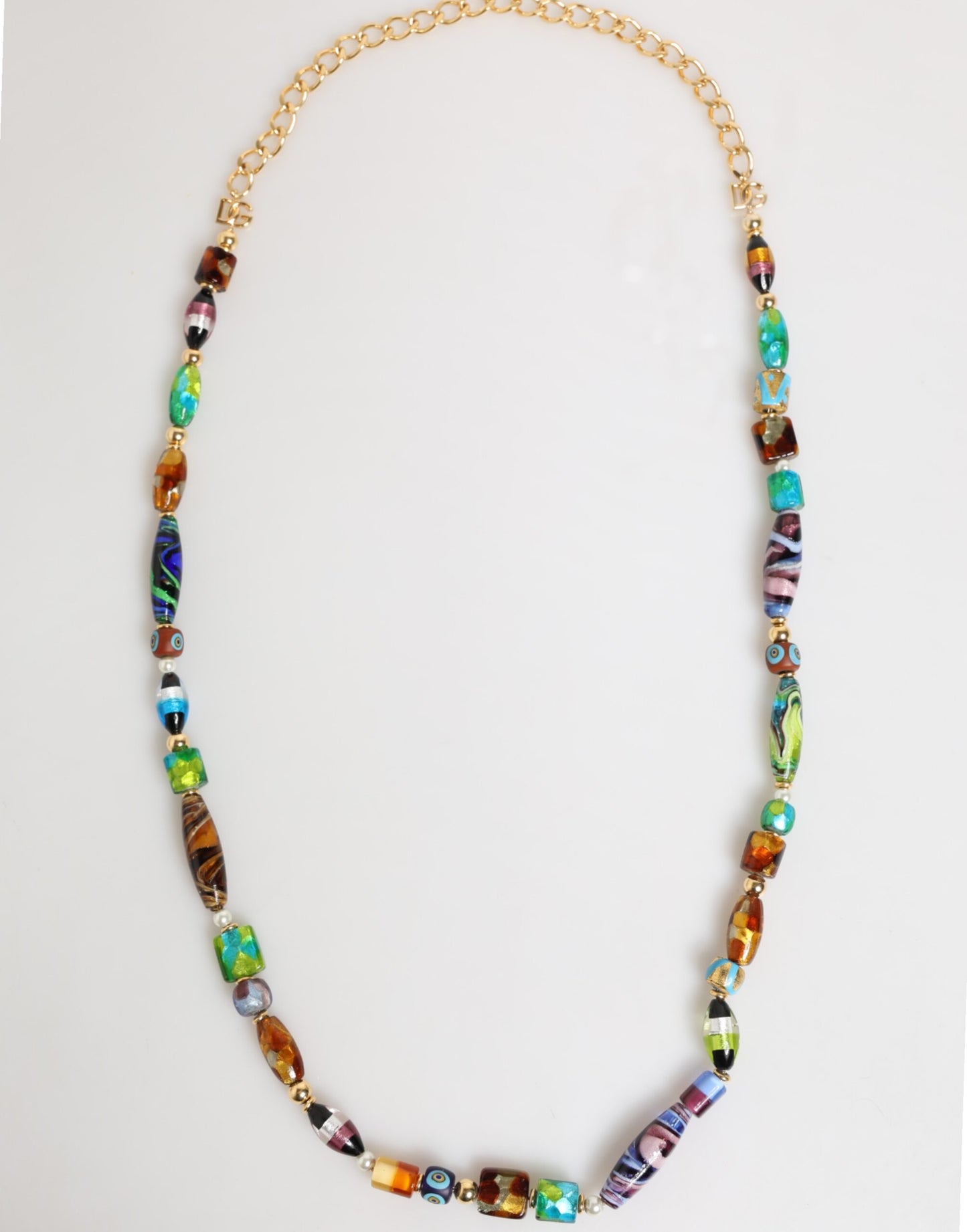 Multicolor Murano Glass Beads Gold Chain Jewelry Necklace