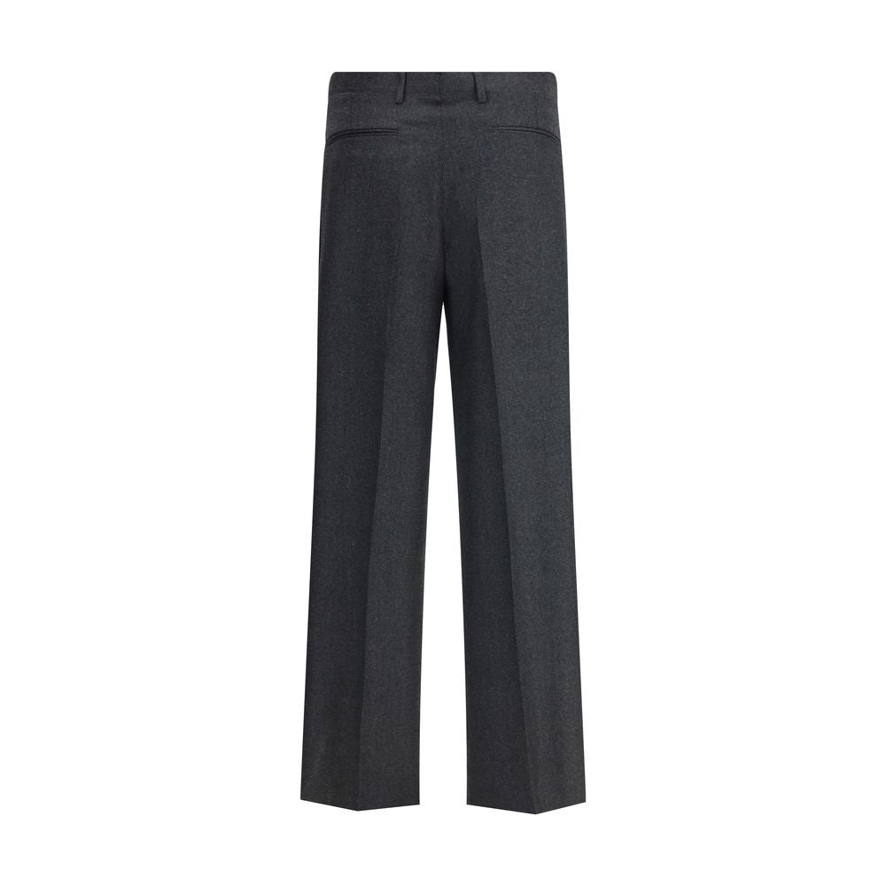 Gray Fleece Wool Casual Pants