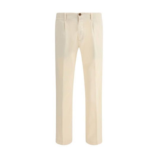 Cream Cotton Casual Pants