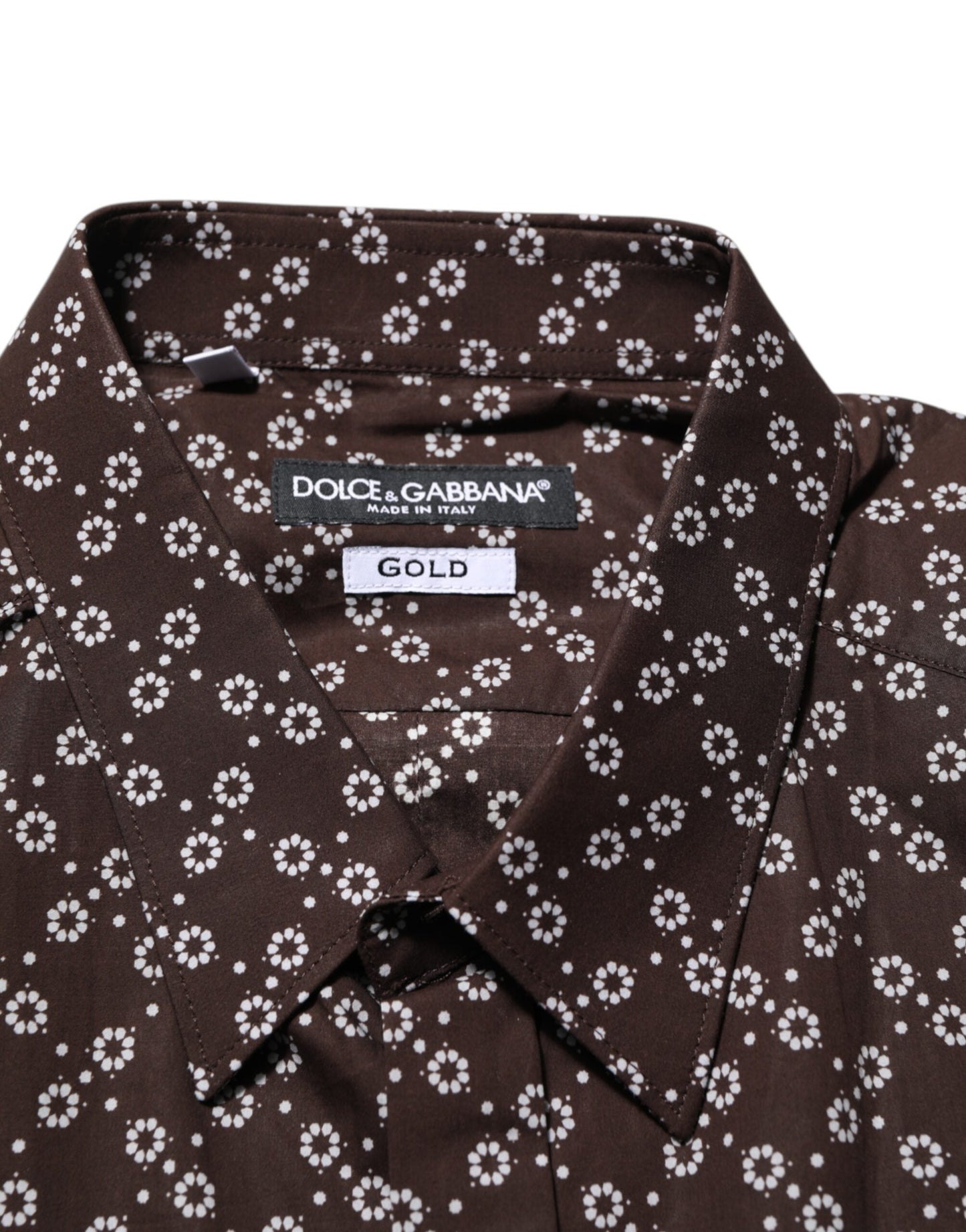 BrownFloral Collared GOLD Formal Dress Shirt