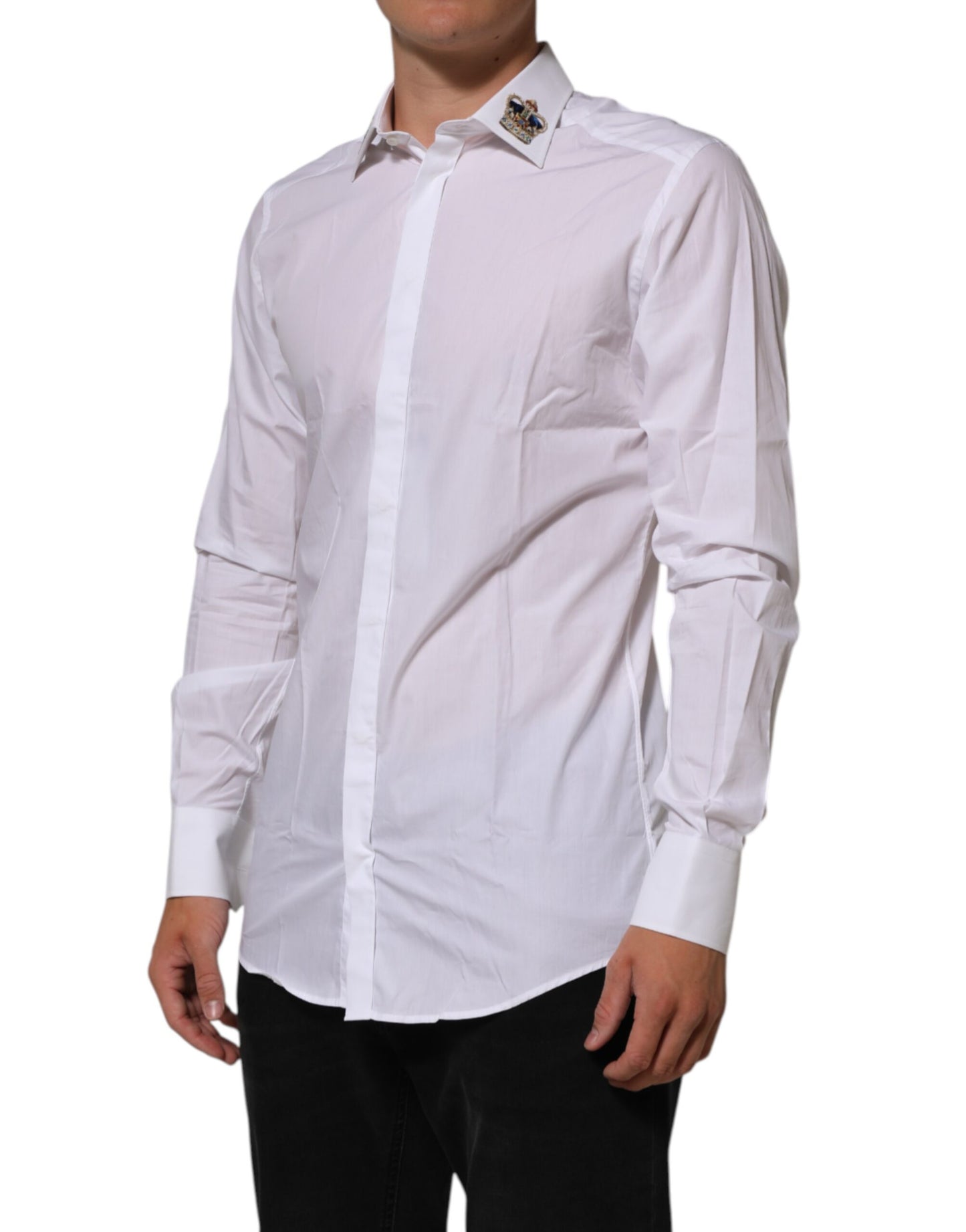 White Crown Collared GOLD Formal Dress  Shirt