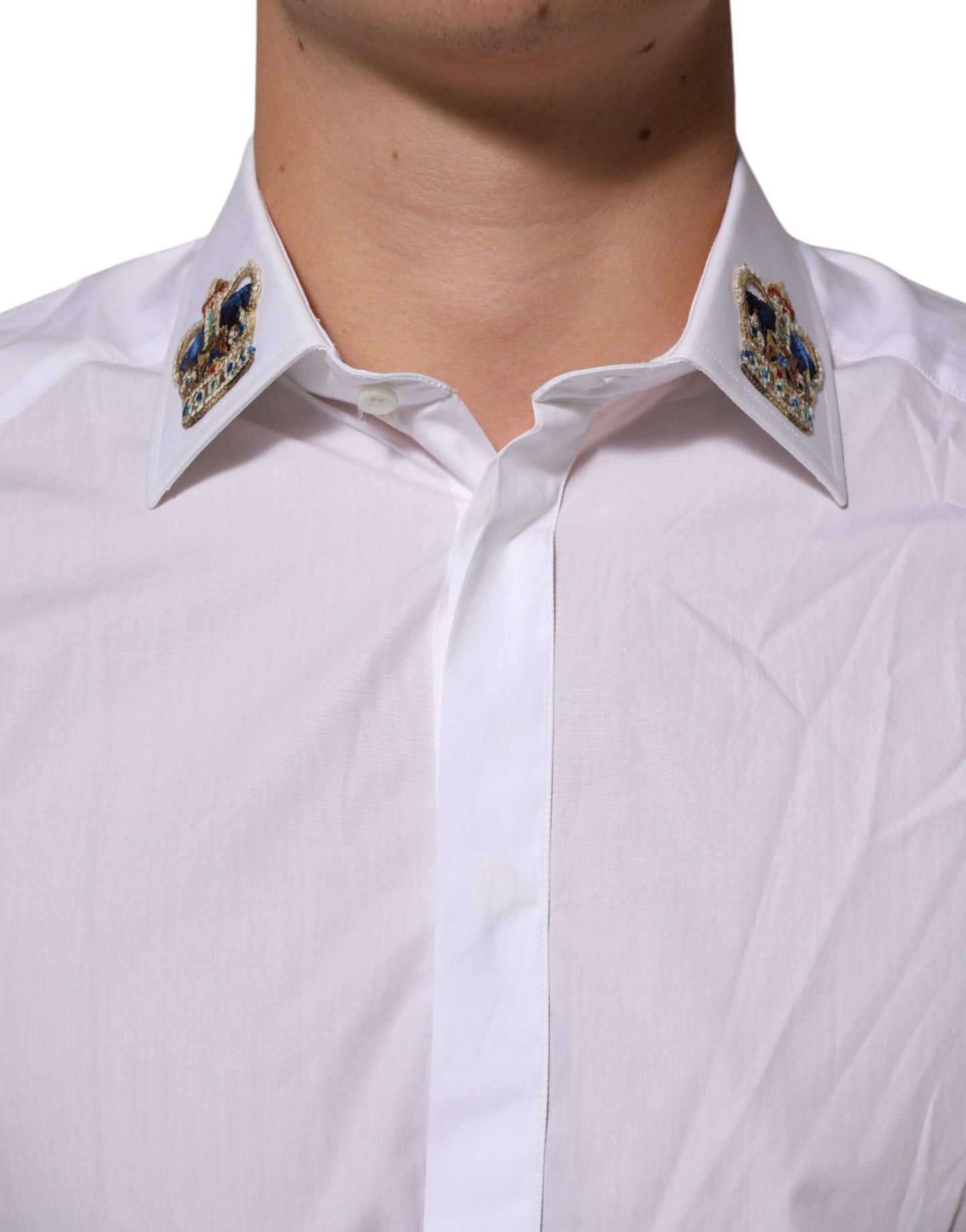 White Crown Collared GOLD Formal Dress  Shirt