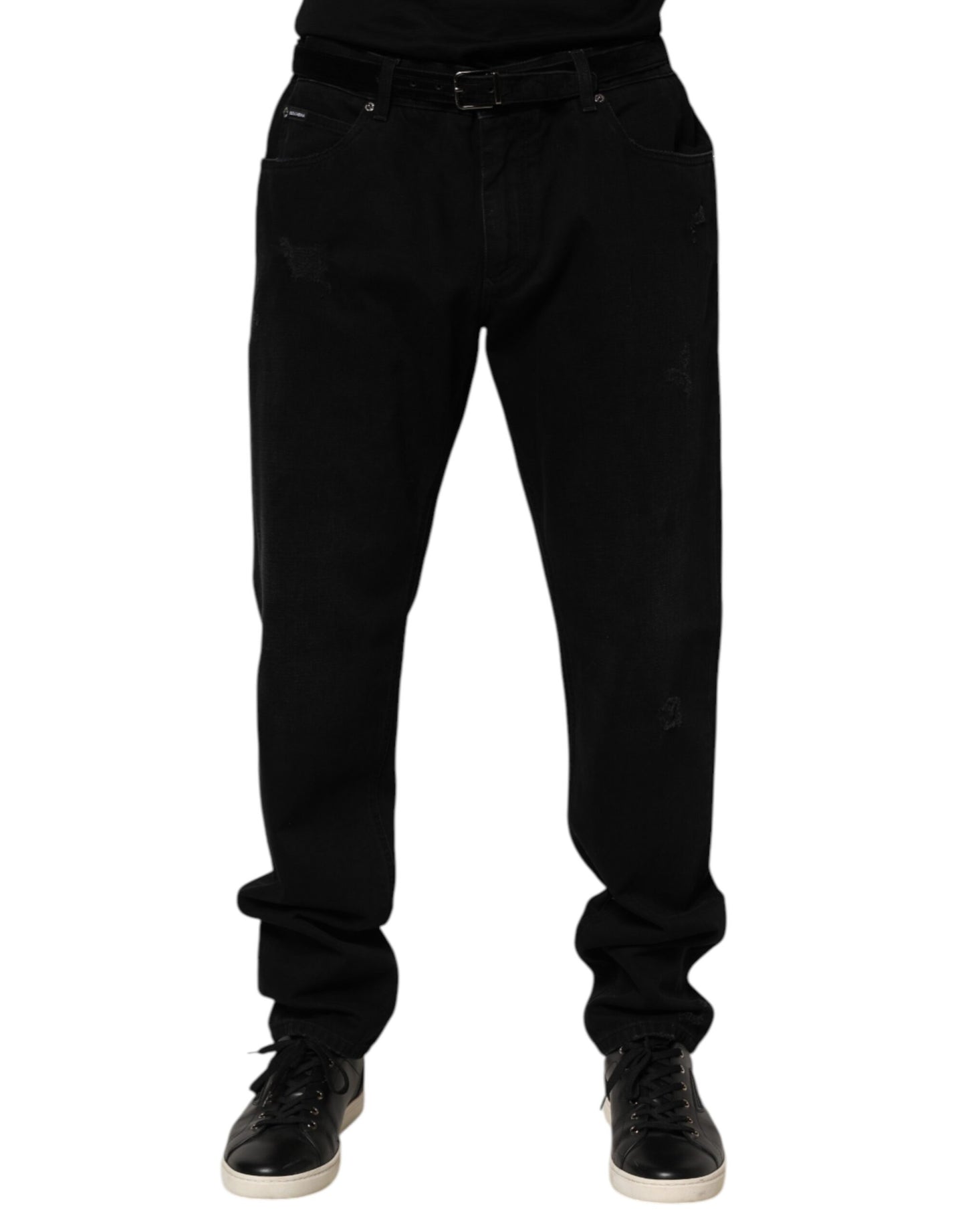 Black Cotton Regular Denim Men Trouser Jeans