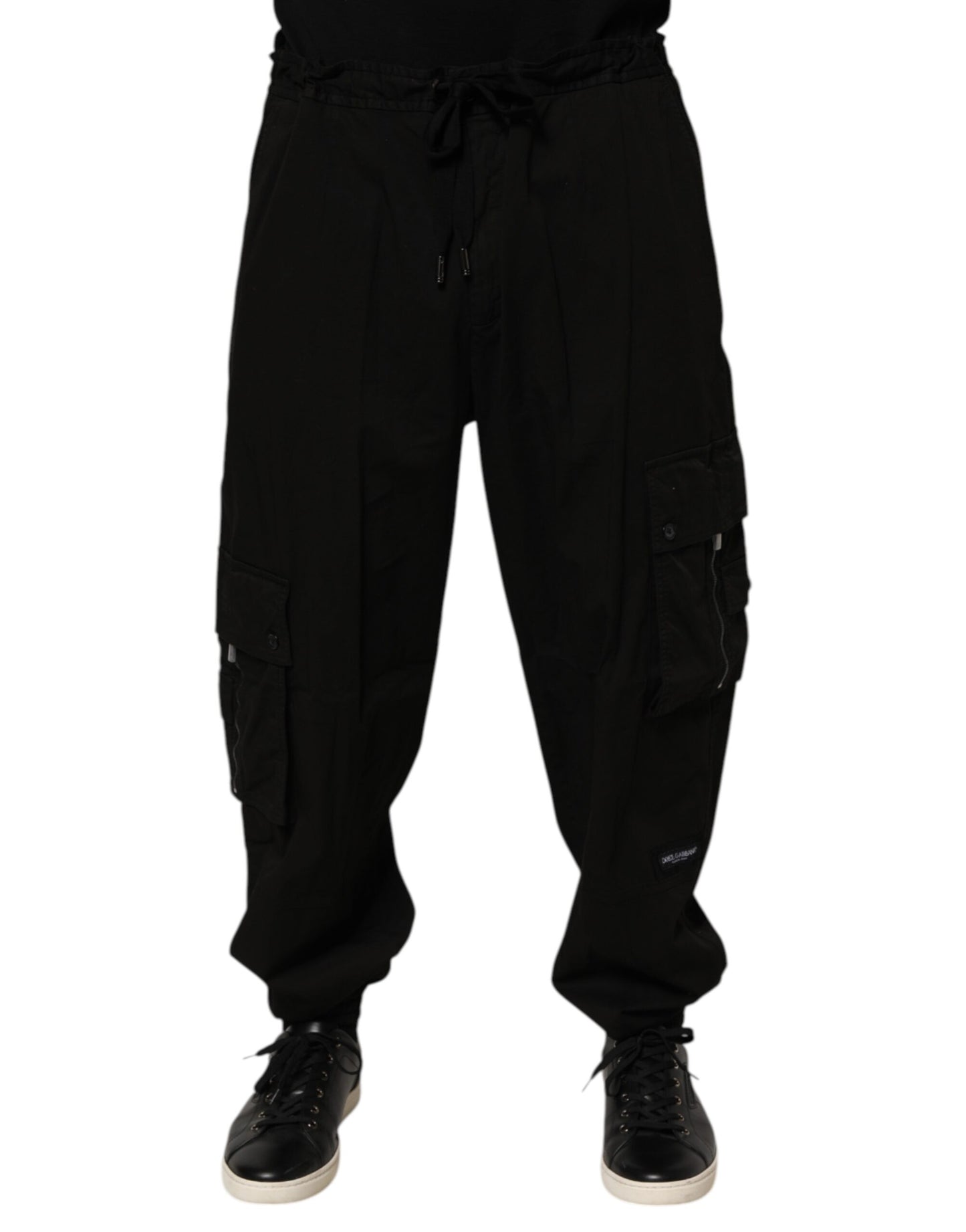 Black Cotton Cargo Jogger Sweatpants Pants