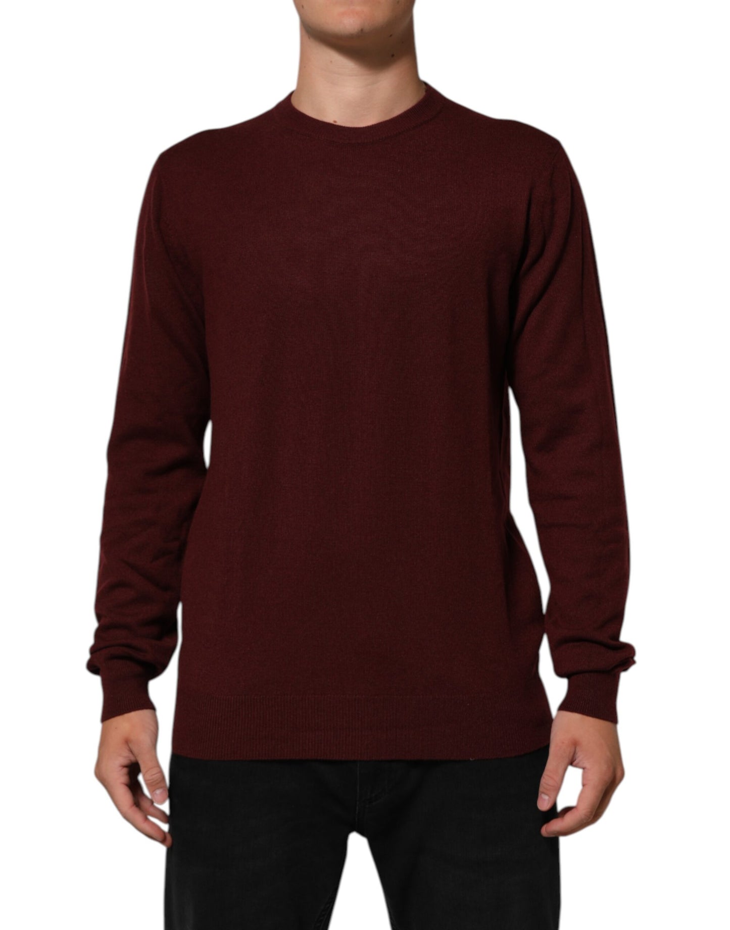 Maroon Cashmere Crew Neck Pullover Sweater