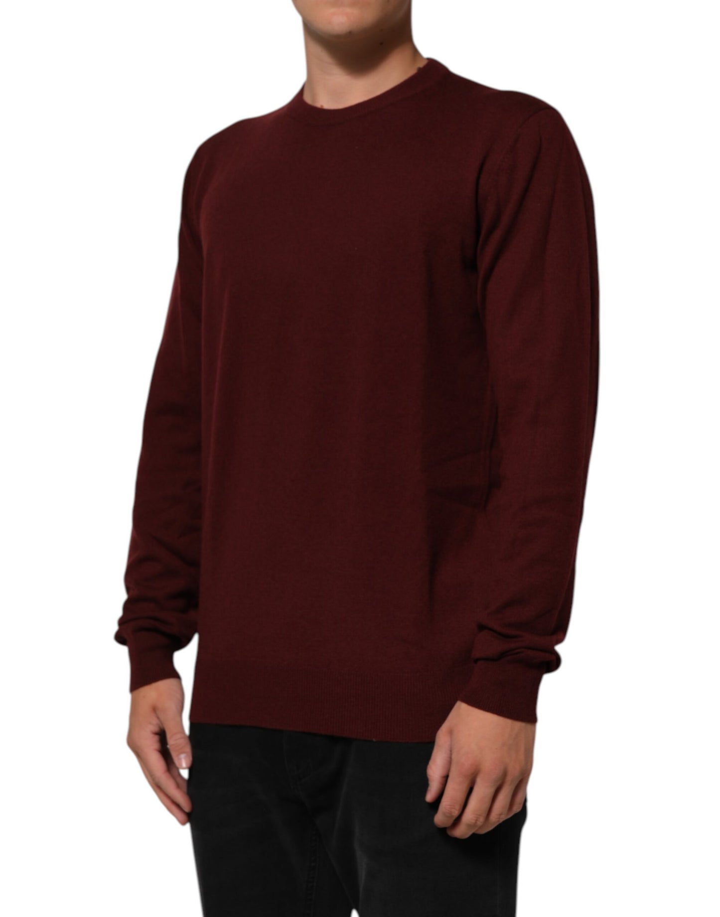 Maroon Cashmere Crew Neck Pullover Sweater