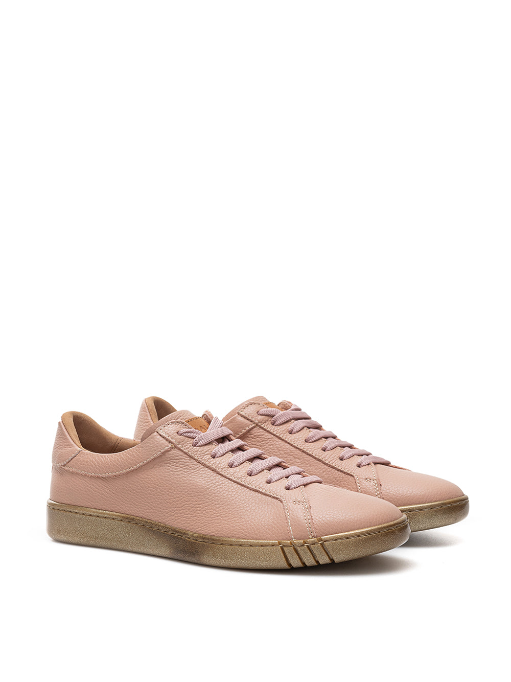 Pink Leather Low Top Sneakers