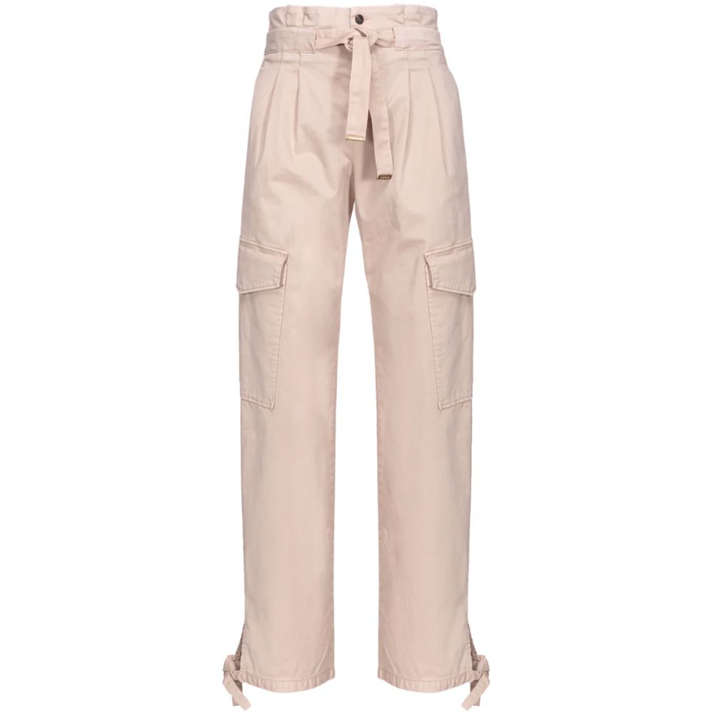 Pink Cotton Women Trouser With Cargo Pockets