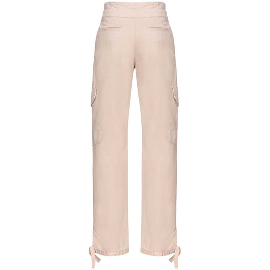 Pink Cotton Women Trouser With Cargo Pockets
