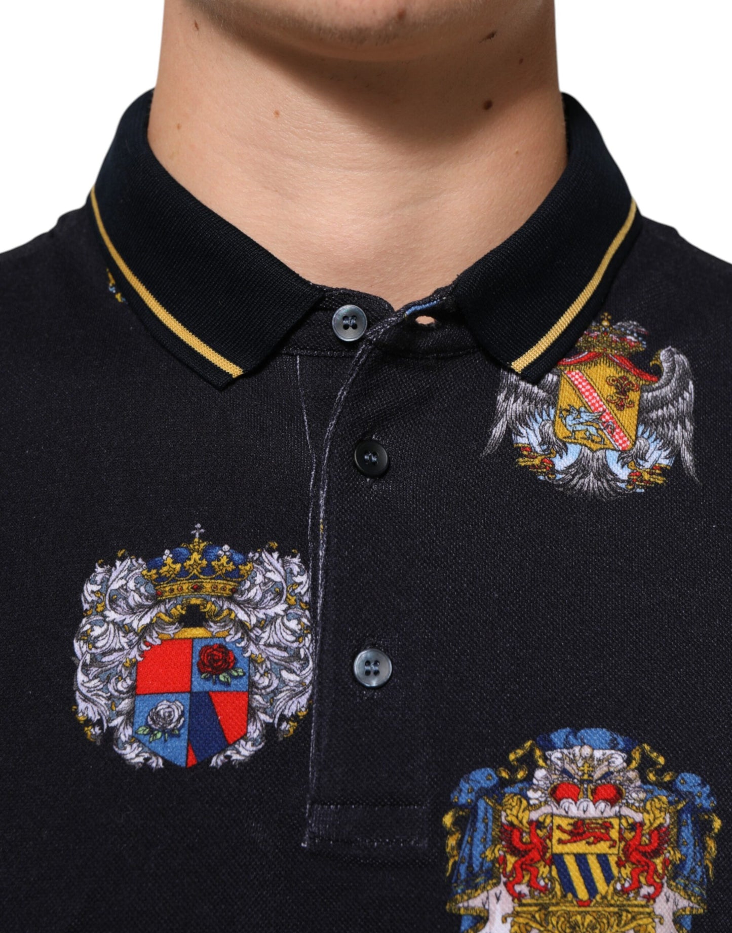 Blue Heraldic Crest Print Polo Shirt T-shirt