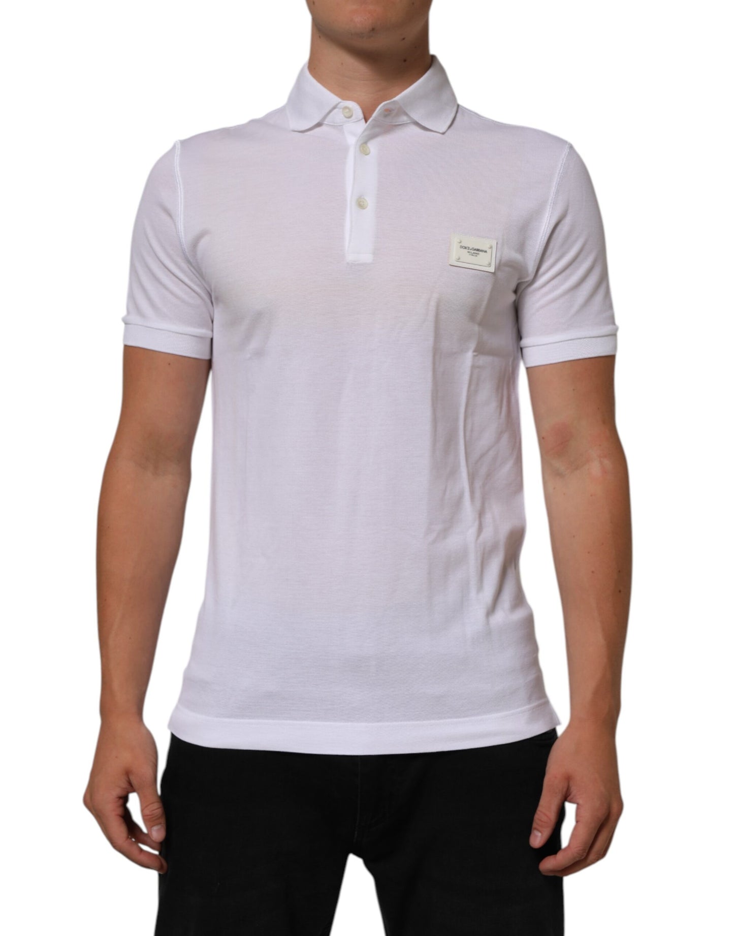 White Collared Short Sleeves Polo Men T-shirt