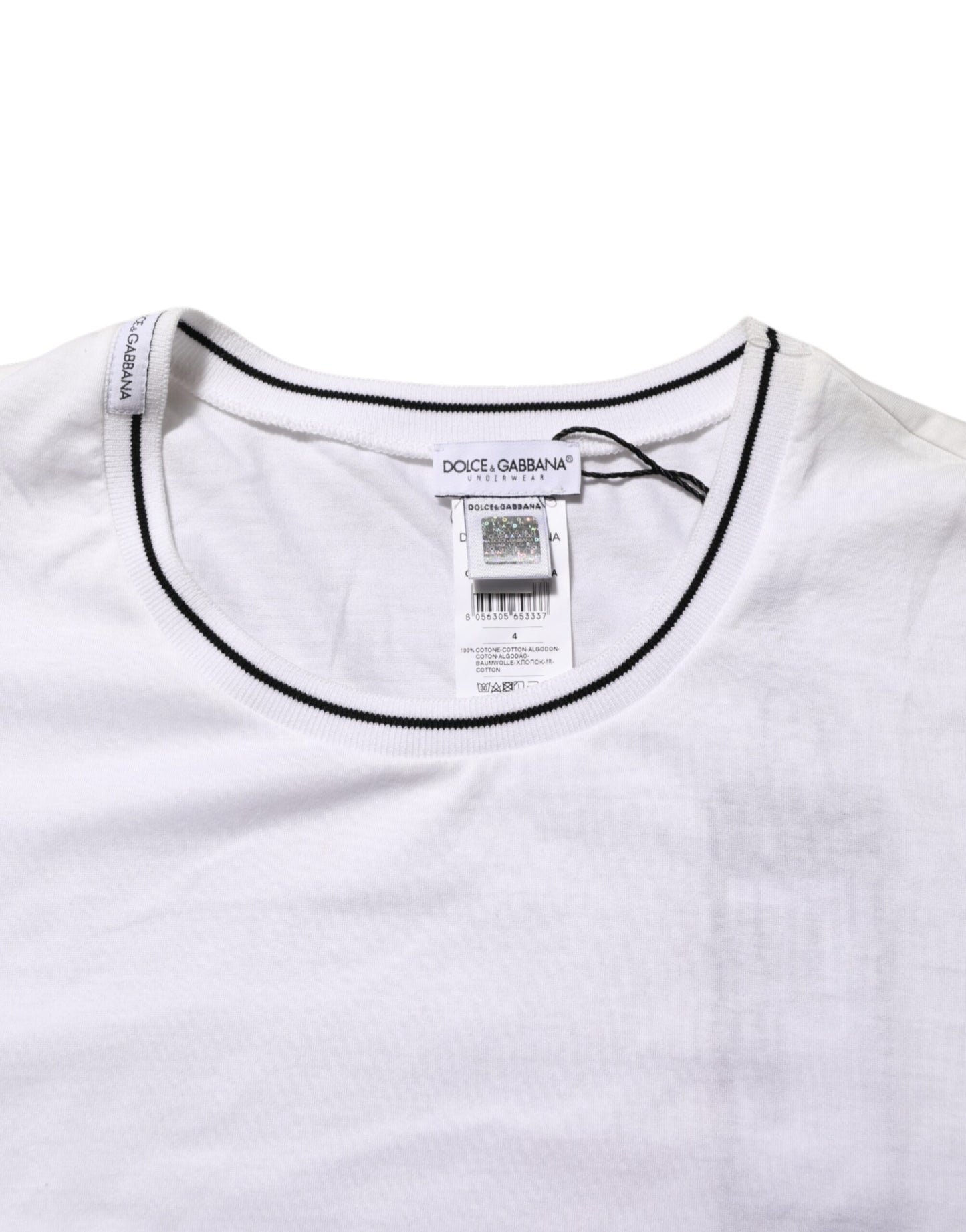 White Short Sleeves Round Neck Men Underwear T-shirt