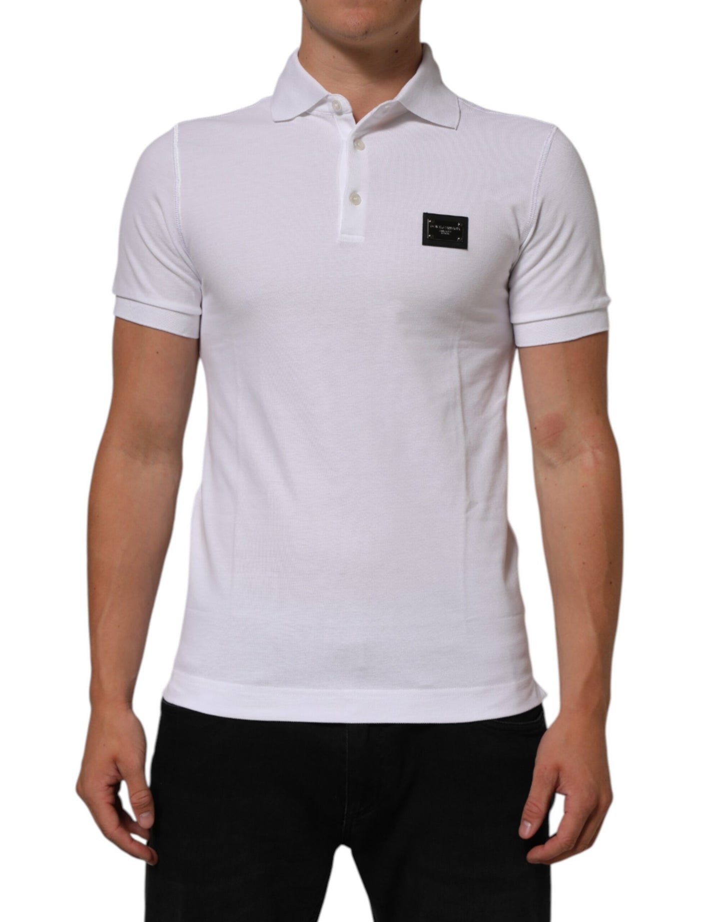White Collared Short Sleeves Polo Men T-shirt
