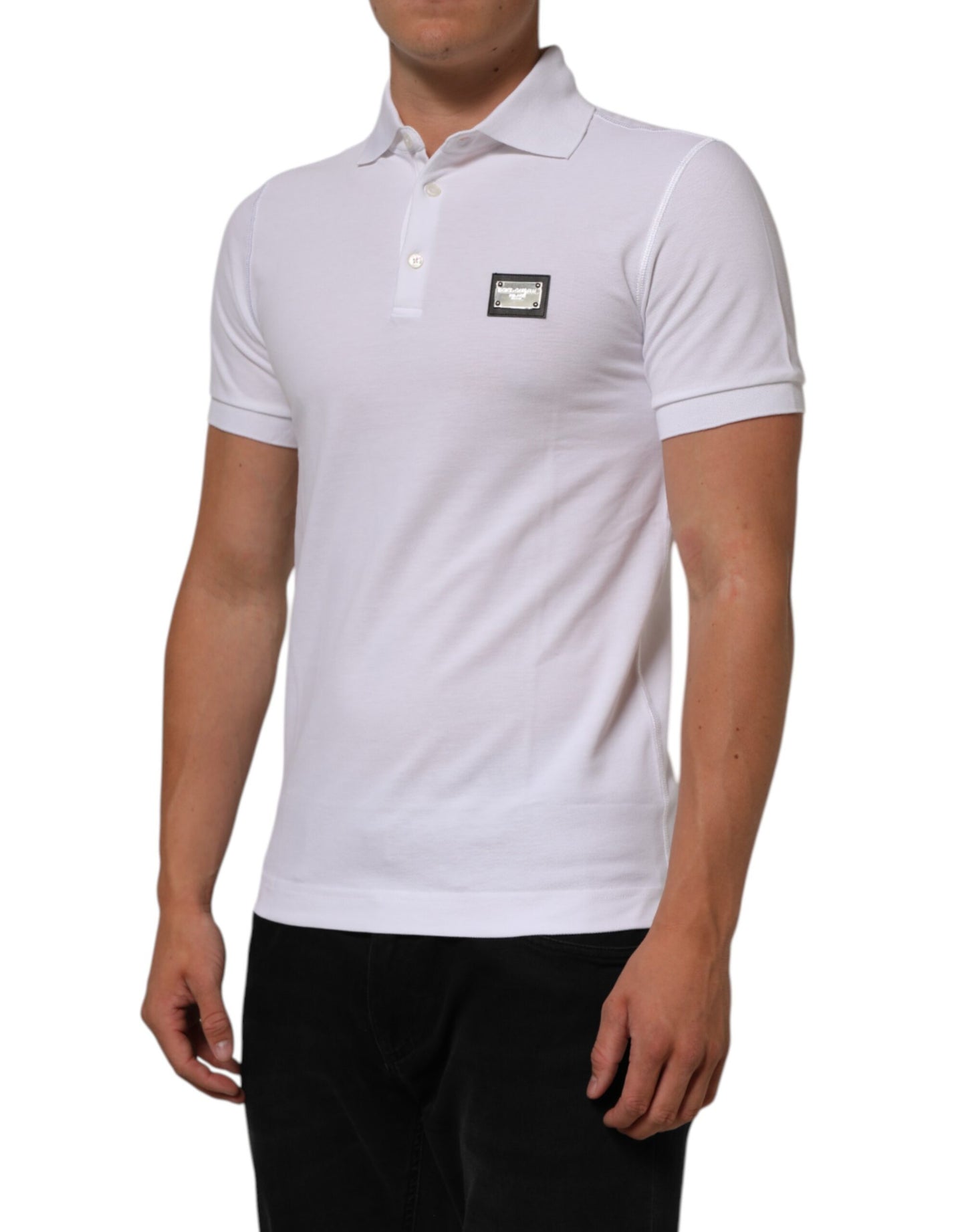 White Collared Short Sleeves Polo Men T-shirt