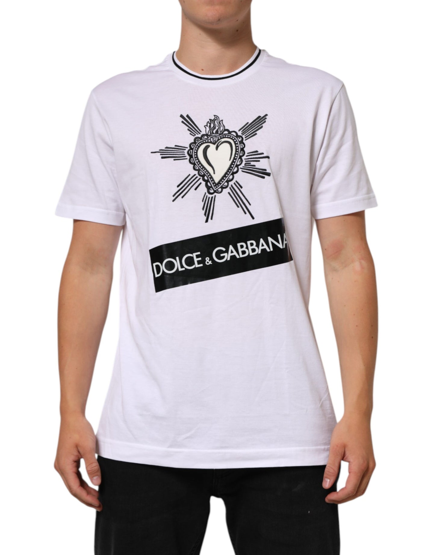 White Sacred Heart Short Sleeve Men T-shirt
