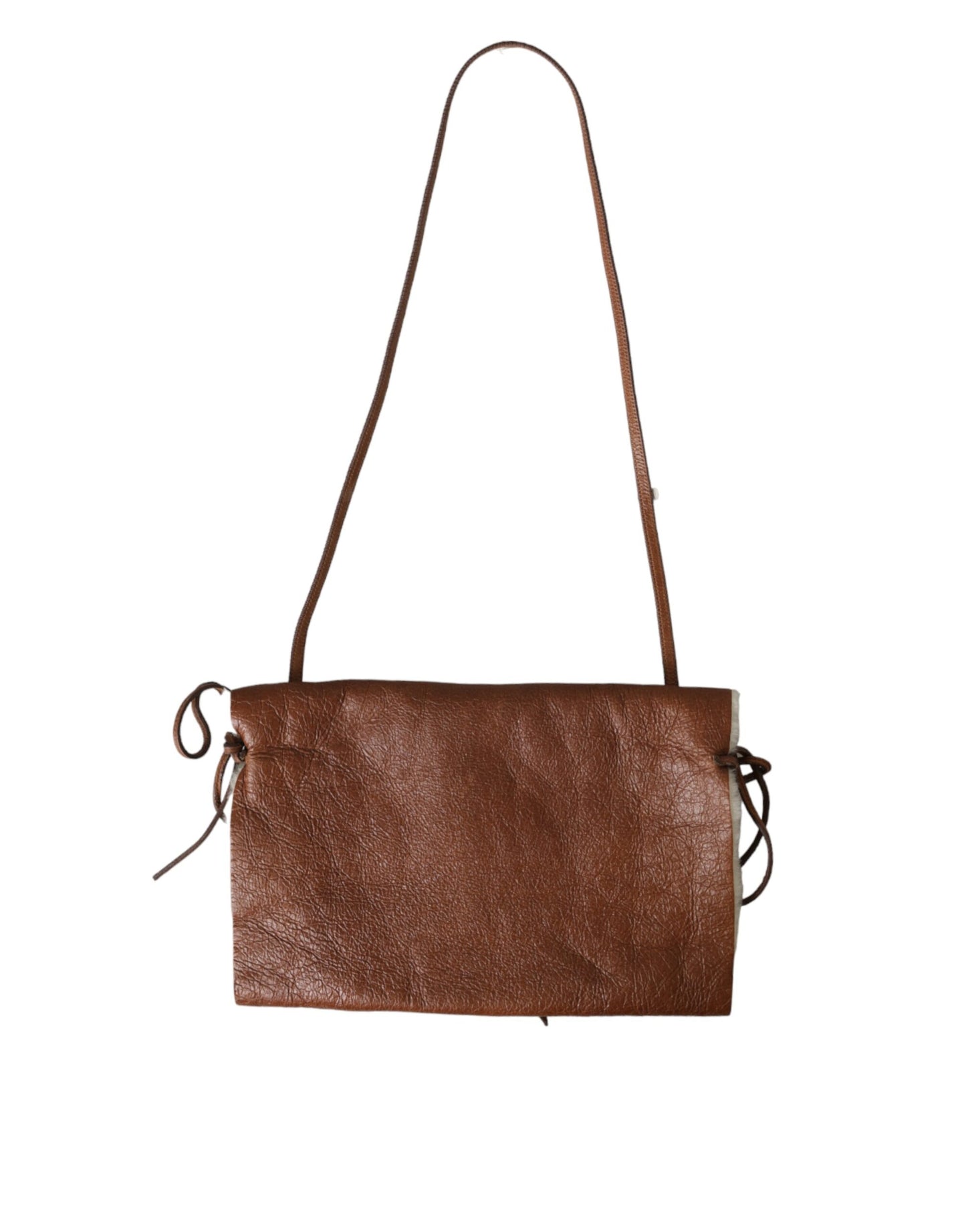 Brown Leather Fur Inner Lining Neck Strap WinterFleece Handwarmer