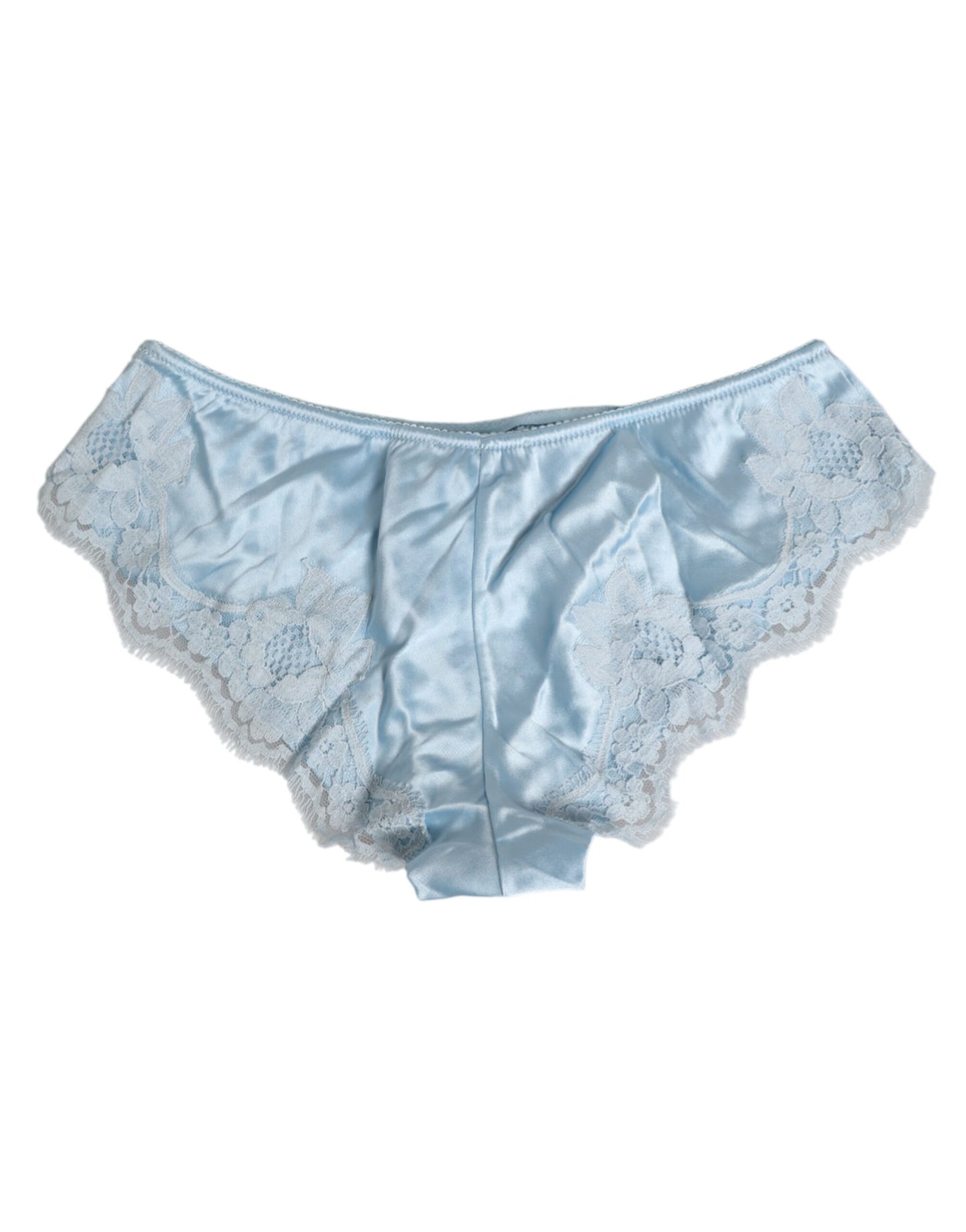 Sky Blue Silk Satin Lace Panty Brief Underwear