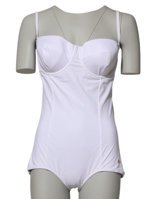 White Padded Balconette One Piece Swimwear