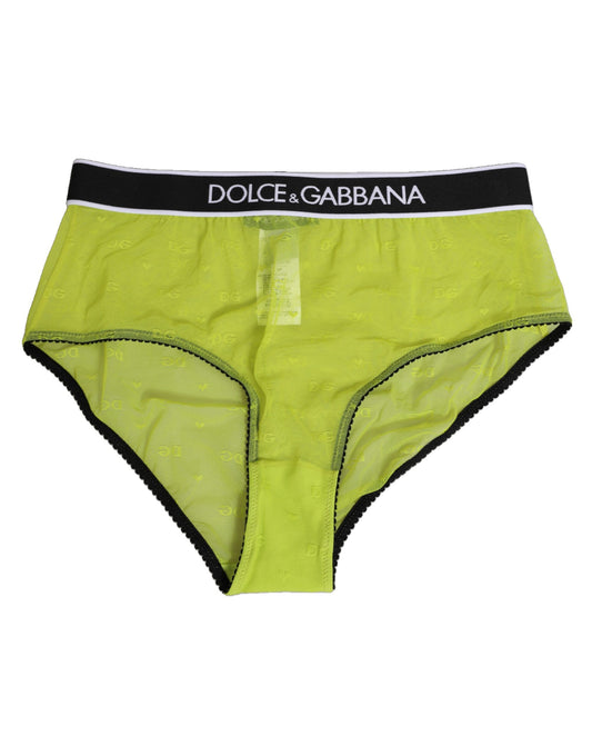 Green Nylon Logo Waistband Brief Panty Underwear