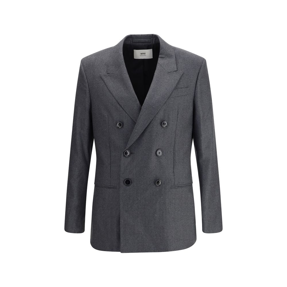 Gray Fleece Wool Blazer