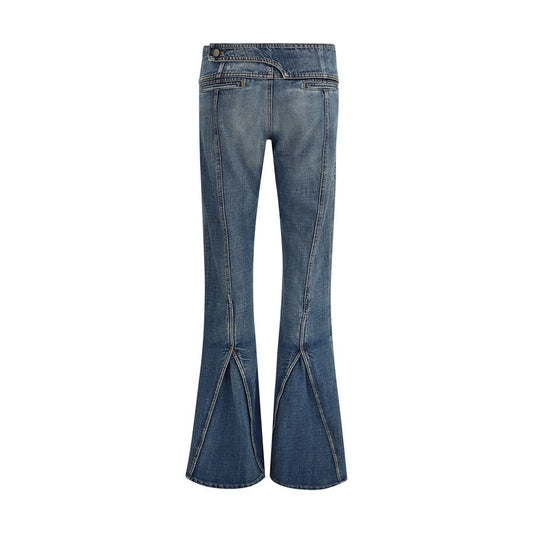 Blue Polyester Flared Jeans